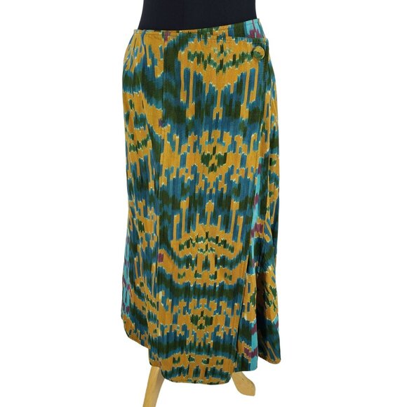 COPY - Ulla Johnson Navi Byzantine Midi Wrap Skirt Blue Yellow Green Fall Ikat … - Picture 4 of 14